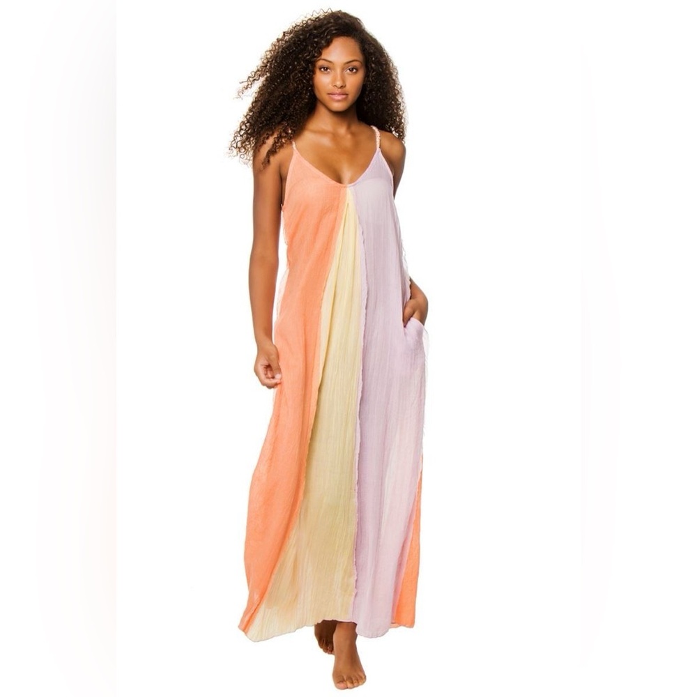 Elan Isabel colorblock maxi dress/cover up S